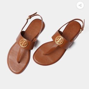 NWT Tory Burch Benton 2 Flat Thong Sandal Calf Leather